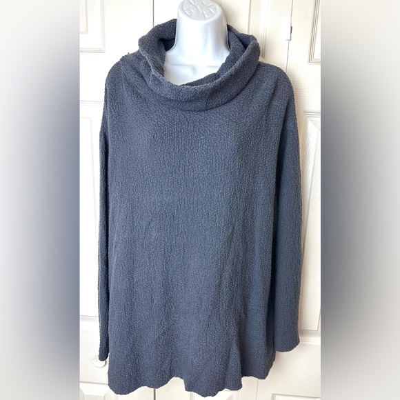 MARGARET WINTERS Cowl Neck Sweater Gray Textured Knit Cotton USA Plus Size Grey - Picture 1 of 8